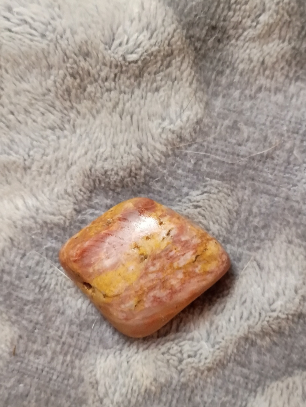 Polished Multicolor Stone Bead for Men - Pink and Gold Accent